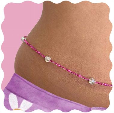 pink beaded belly chain