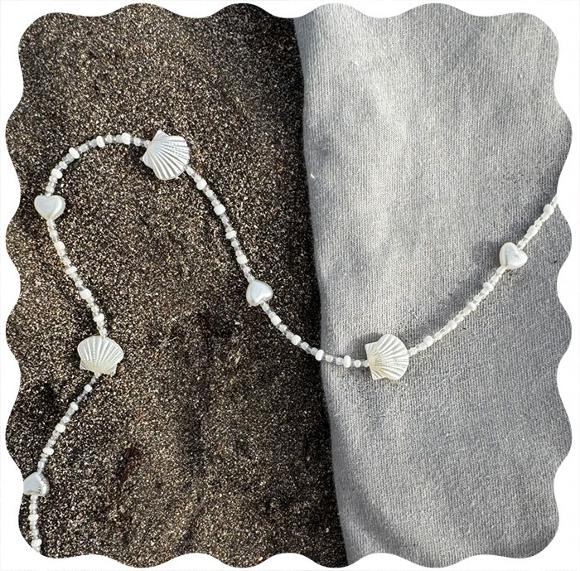 white sea shell beaded chain