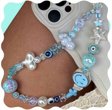 blue bead phone charms